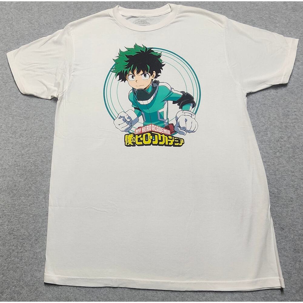 My Hero Academia Izuku Midoriya Anime Graphic T-Shirt Large White Funimation Tee